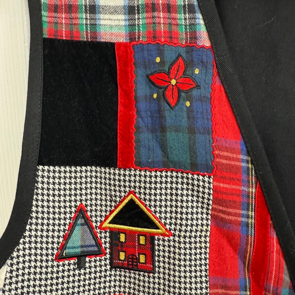 Vtg Koret Patchwork Vest L Plaid Houndstooth Cabi… - image 3
